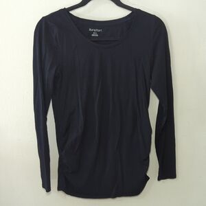 BumpStart Long Sleeve Maternity Tee Black Stretchy Ruched Sides Women's Size S